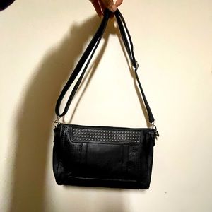 Black Studded Crossbody Leather Bag